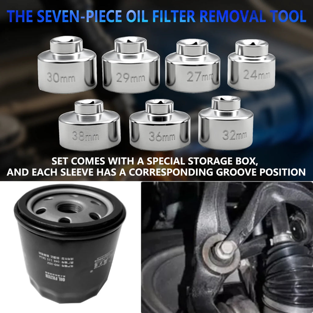 7-piece oil filter socket wrench set, 24mm to 38mm for Mercedes-Benz, BMW, VW, Audi, Boston and more