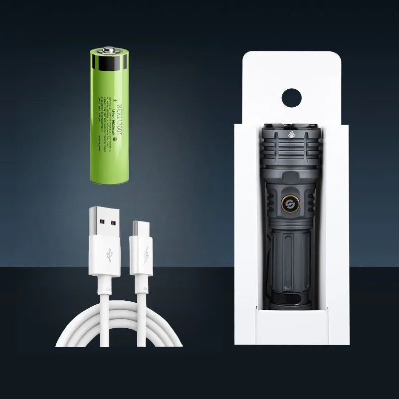 Strong Light LED Flashlight Zoomable TYPE-C Rechargeable Outdoor High Power Lighting Camping Lantern Aluminum Alloy Torch