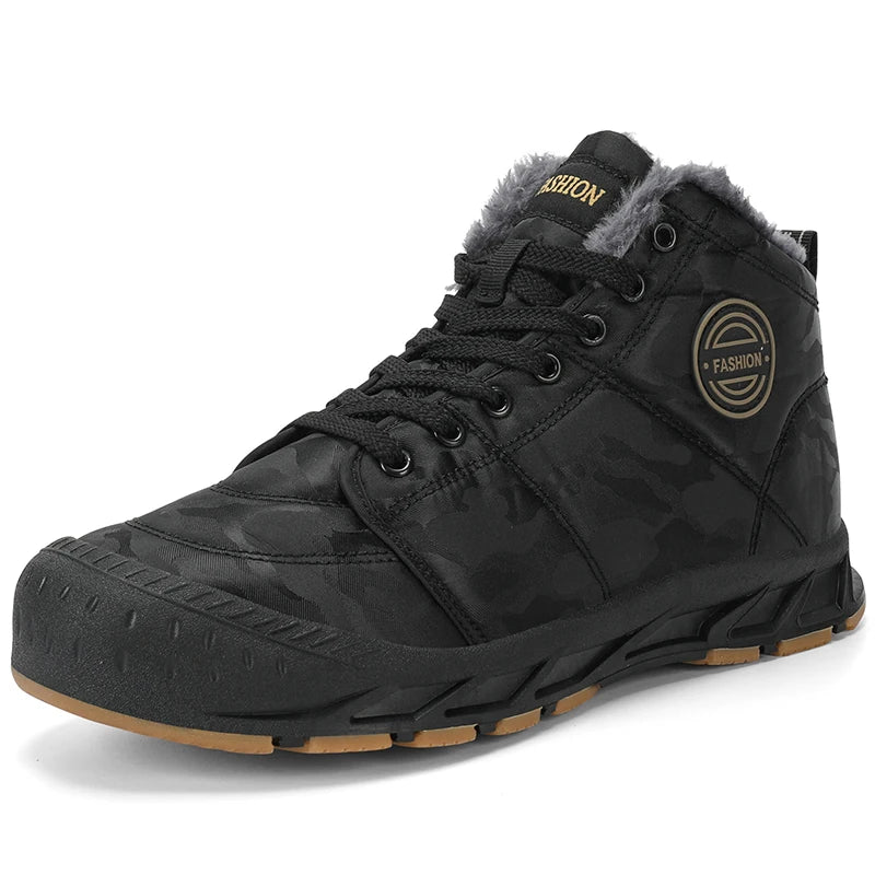 Men Waterproof Ankle Boots Winter Warm Plush Snow Boots Men Outdoor Sneakers Work Boots Male Rubber Winter Men's Boots Big Size