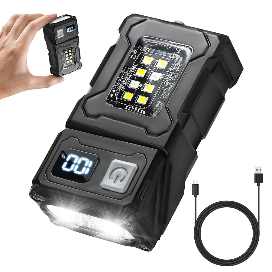 400LM USB C Headlamp,Magnetic Clip-on Rechargeable Work Light,500mAh Battery,Waterproof Flashlight for Outdoor and Indoor Use