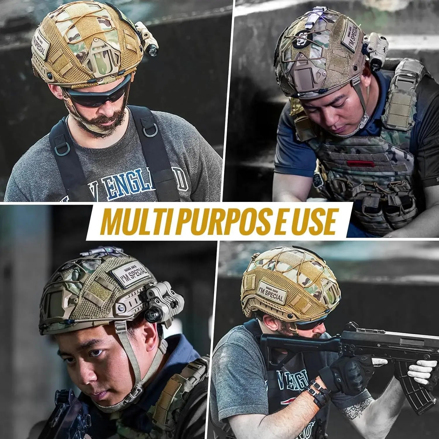 Tactical Helmet Cover Fast Helmet Multi-Camo Helmet Cover for Airsoft Helmet Paintball CS Wargame Sport Hunting Shooting Gear