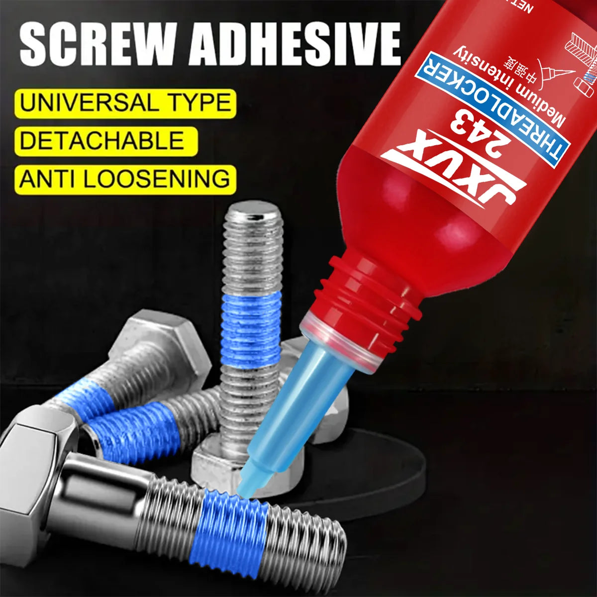 243 10ml, fast drying strong thread locking adhesive, high temperature anaerobic adhesive, suitable for automotive, machinery, steel frame locking, factory direct sales