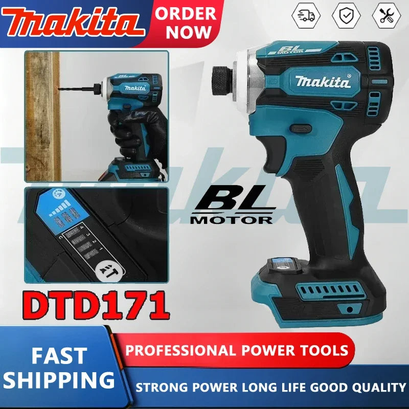 Makita Cordless DTD171 Brushless 18V LXT Impact Driver Electric Screwdriver with 1/4" Hex Chuck, Fastening Tool for Constructio