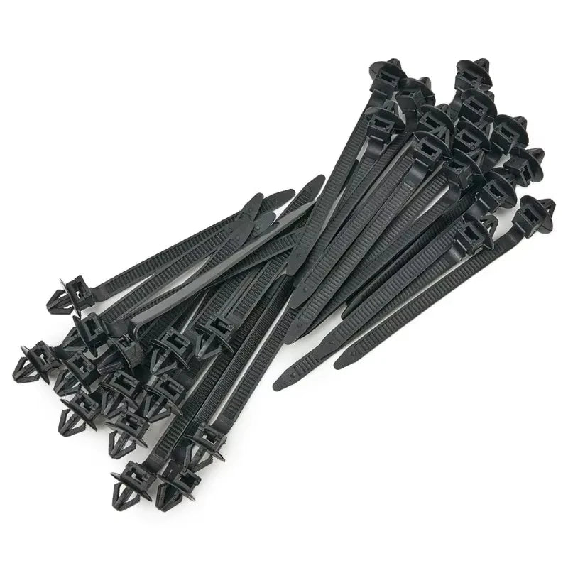 25pcs Self-Locking Nylon Cable Ties Car Hose Fastening Zip Strap Nylon Tie Wrap Cable Fixed Fastener Clips for Automotive