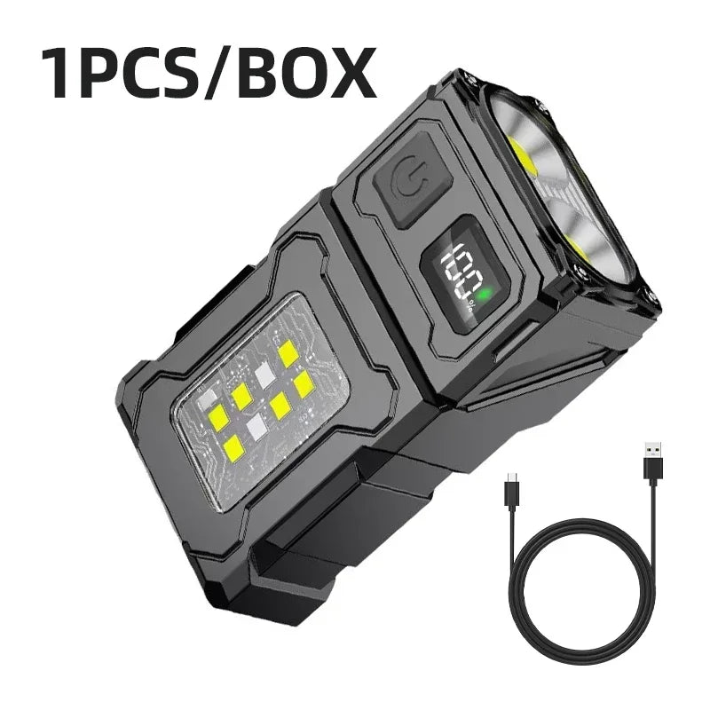 EDC Mini LED Flashlights  Rechargeable Magnetic Torch Clip-On EDC Handheld Work Light for Hiking Camping Dog Walking Emergencies