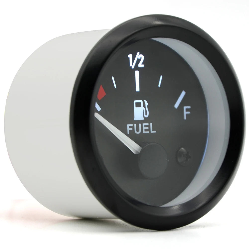 2" 52mm Fuel Level Gauge Car Meter White LED Light Black Rim Automotive Gauges 12V