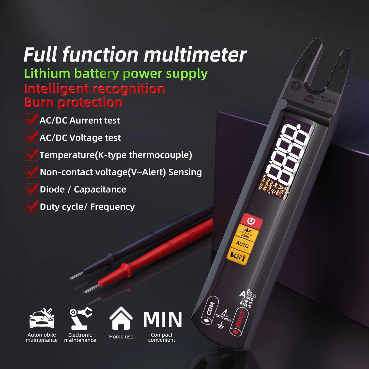 BSIDE U1 U0 Digital Clamp Multimeter 6000 A Electric current tester Non Contact Hz Temperature Test Electronic electrician tools