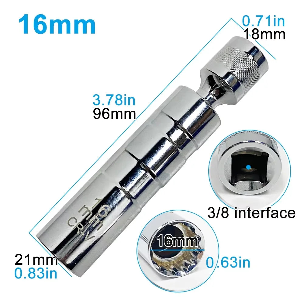 Universal Magnetic Spark Plug Sleeve Thin-walled Universal Joint 14/16mm Automotive Repair Spark Plug Disassembly ToolUniversal