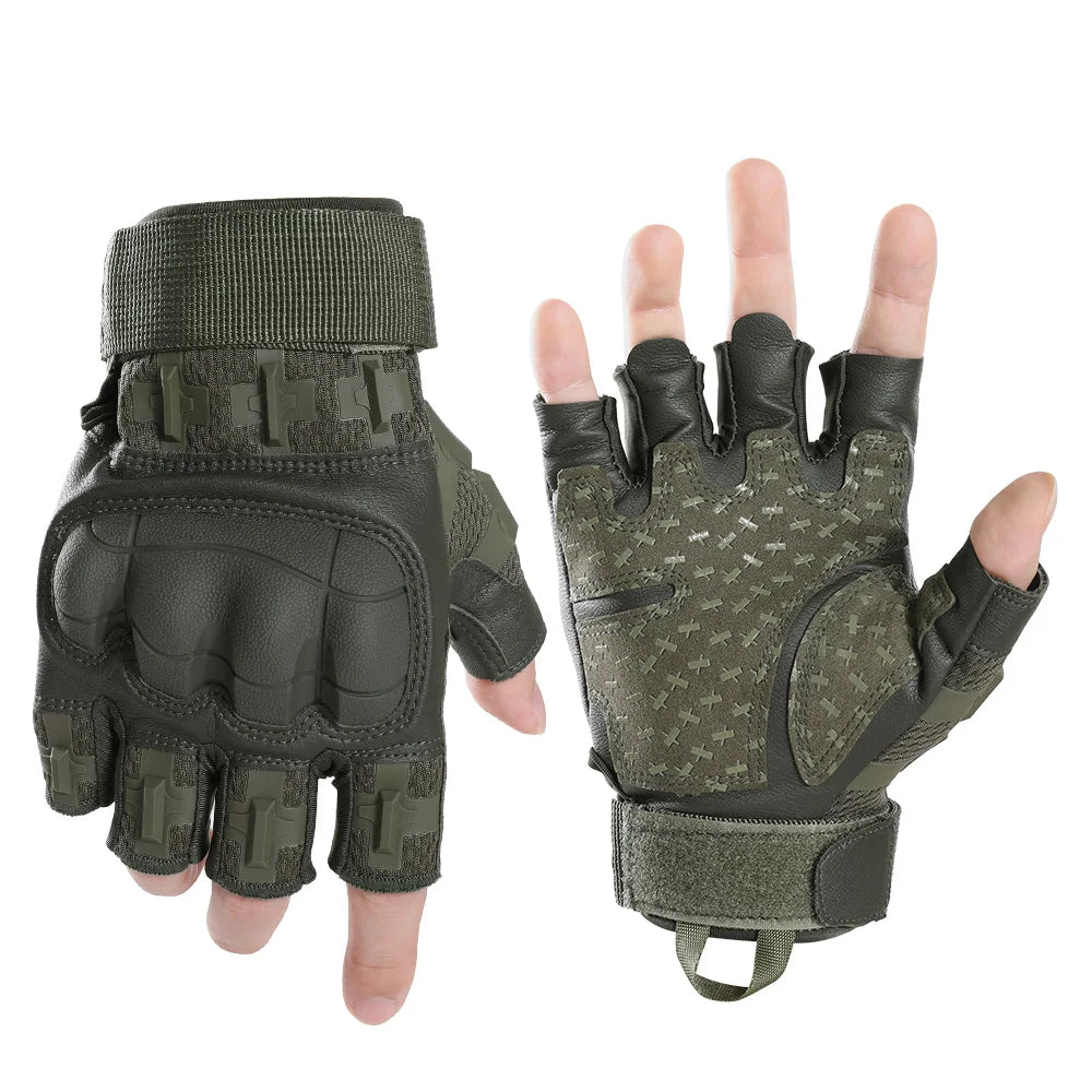 Outooor Tactical Fingerless Gloves Hard Shell Sports Paintball Airsoft Hunting Combat Riding Hiking Cycling Anti-skid Gear Men