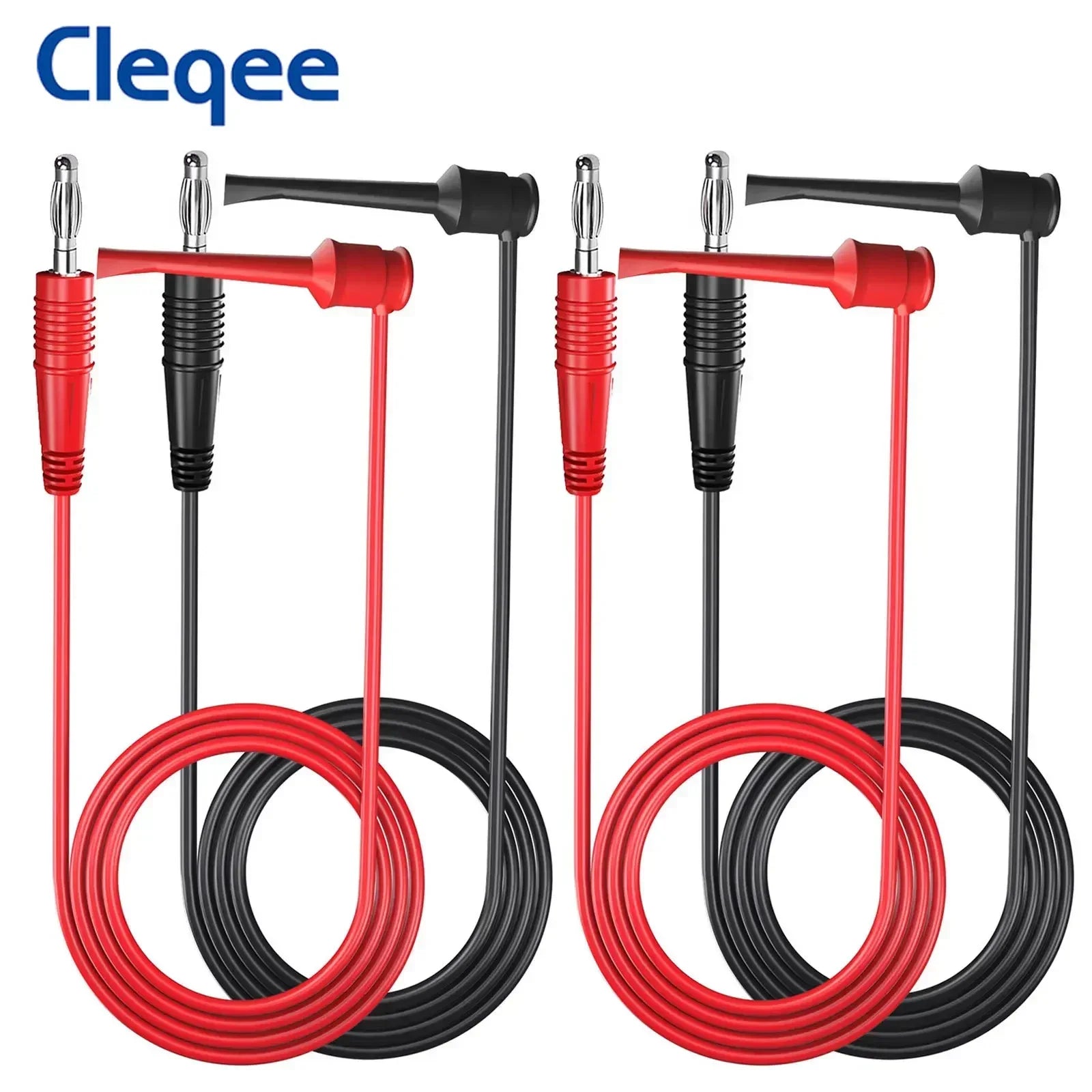 Cleqee P1039 4mm Banana Plug to Test Hook Clip Test Lead Kit Mini-grabber Cable for Multimeter Electronic Test Tools 2pcs/4pcs