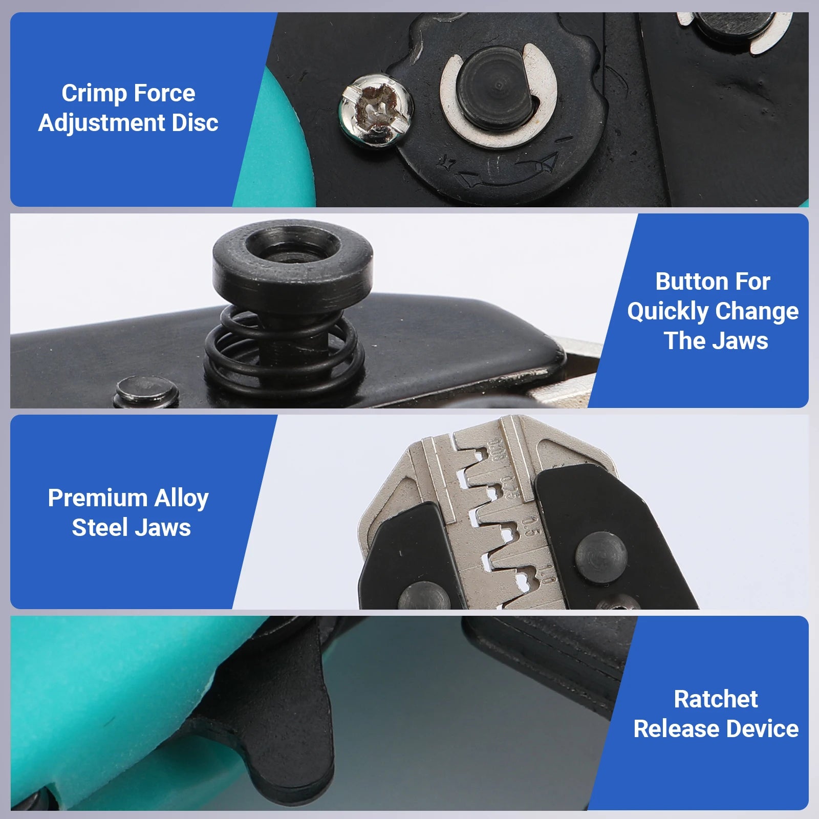 Crimping Tool Set Electrician Tools Quick Change Jaws For Crimp Terminals Dupont JST Non Insulated Open Barrel Ferrule MC4 Solar