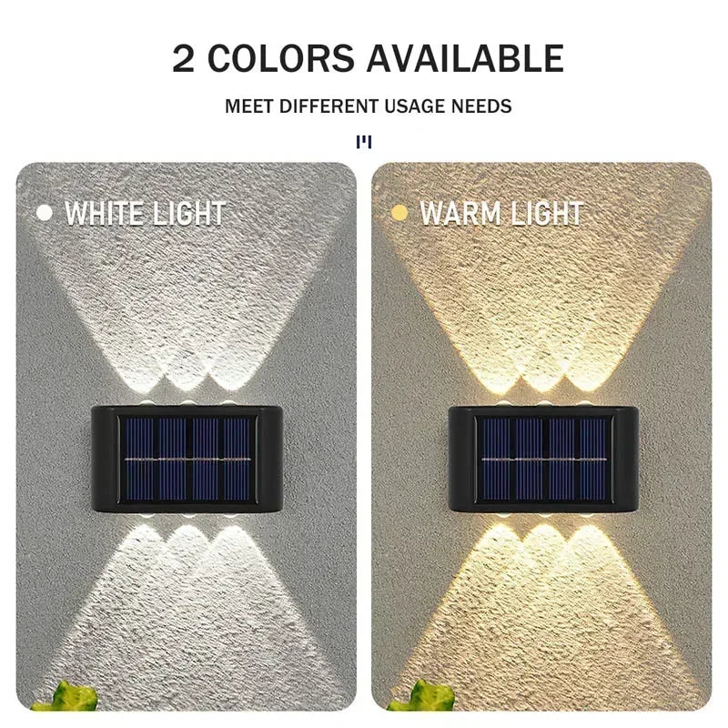 COB Solar Wall Lamp Outdoor Waterproof Solar Lights Up and Down Convex Lens Lighting for Garden Street Landscape Balcony Outdoor
