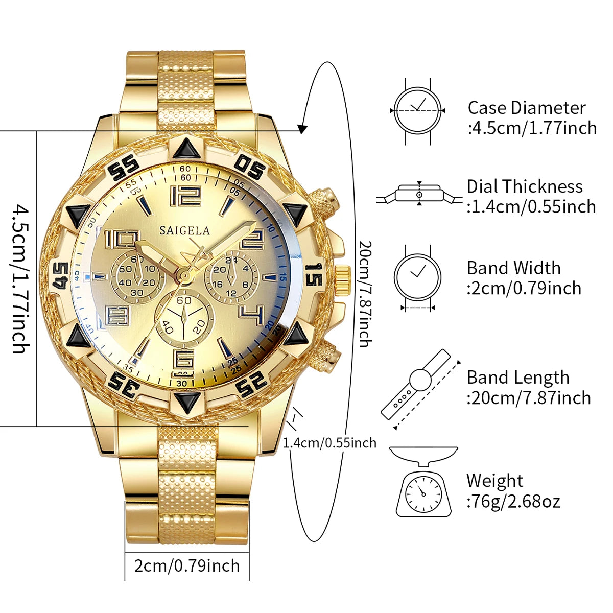 4PCS/Set Fashion Mens Stainless Steel Watches Luxury Quartz Wristwatch Jewelry Set Reloj Hombre（Box Not Included ）