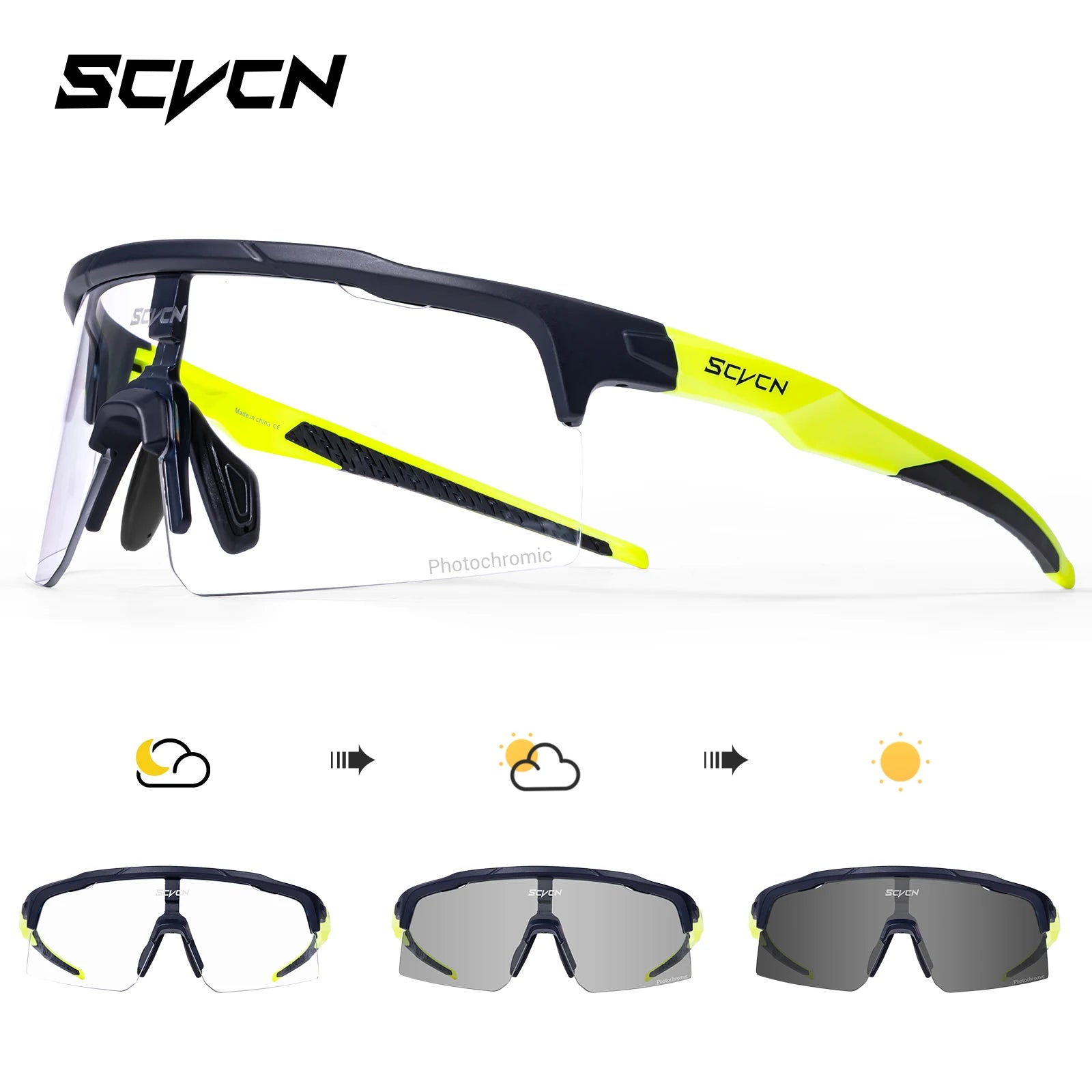 SCVCN Cycling Glasses Bike Mountain Bicycle Hiking Camping Golf UV400 Sunglasses Sport Protection Glasses for Men Women Baseball