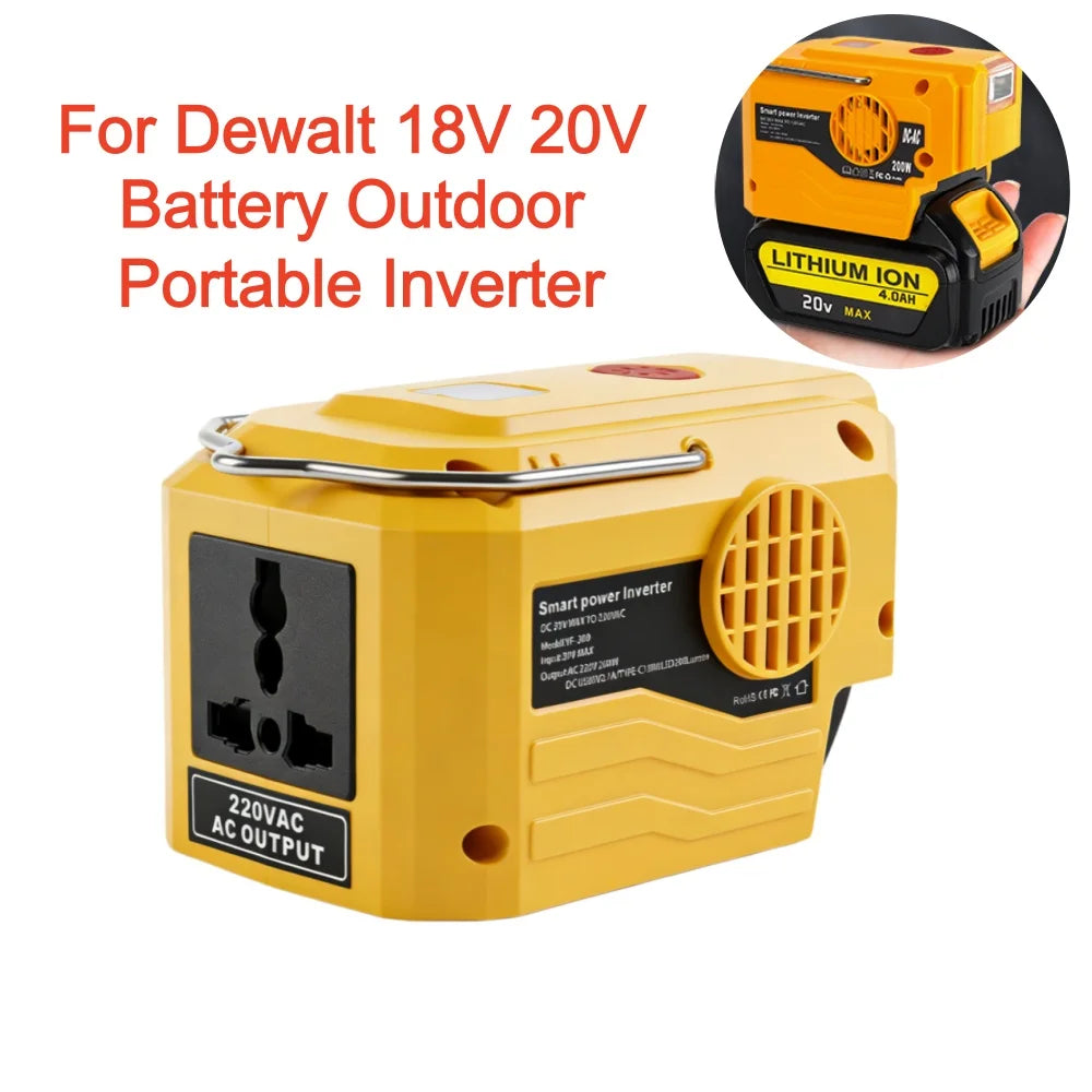 AC 110~220V Inverter Generator Power inverter LED Outdoor Camping Adapter Power Supply Tool For Dewalt 18V 21V Li-ion Battery