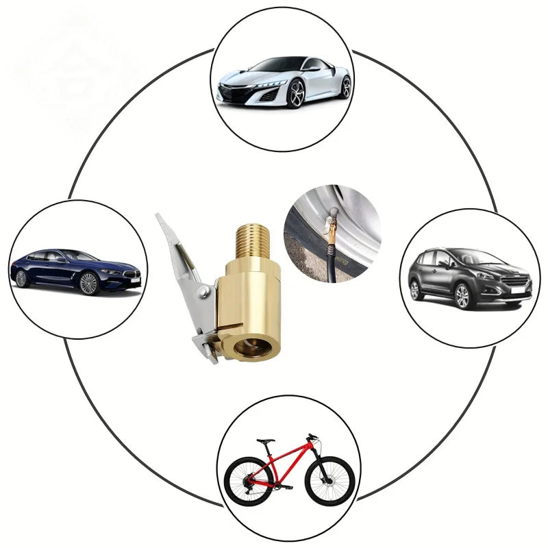 Brass Locking Nozzle Tire Air Chuck Clip Adapter - Automotive Grade for Efficient Inflation