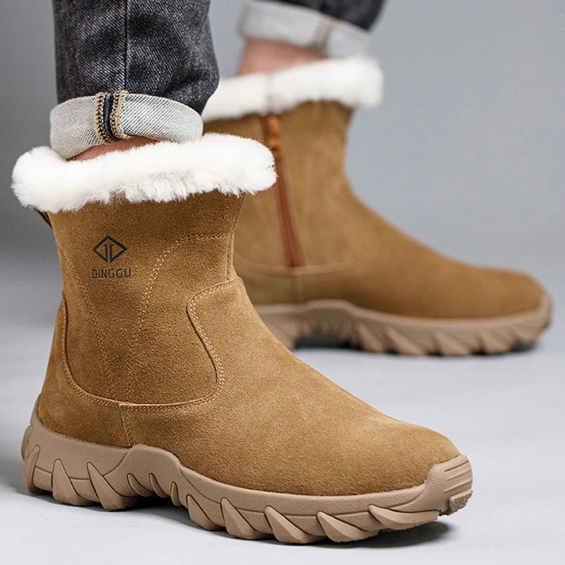 Cowhide Men Work Boots Safety Shoes High-top Side zipper Safety boot Anti scald Welding shoes Puncture-Proof Security Boots Men
