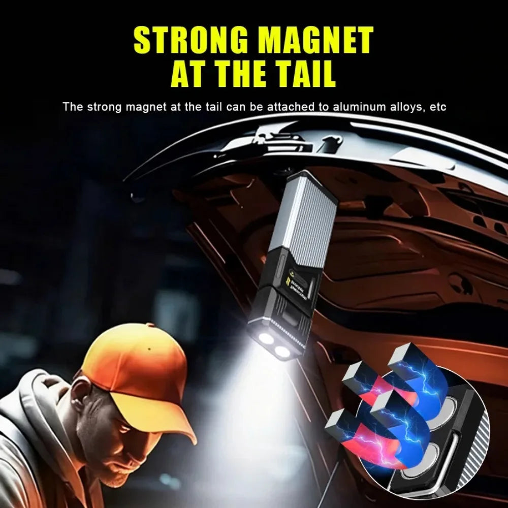 Portable 180° Rotatable Extendable LED Flashlight Waterproof Magnetic Suction Work Light for Camping Lantern Fishing Hiking