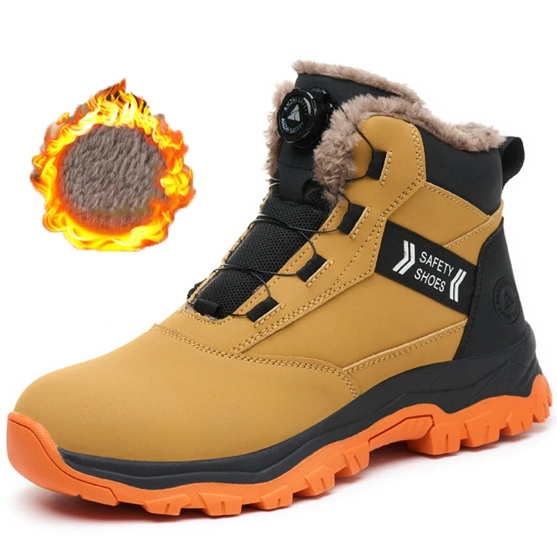 Rotating button Men Winter boots Steel toe shoes Puncture-Proof Safety Boot for engineers Indestructible shoes Work Boots Men