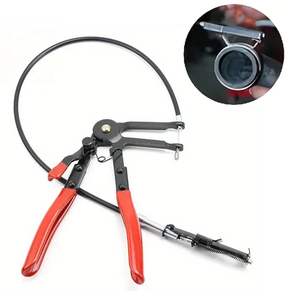 Heavy Duty Cable Type Hose Clamp Pliers with Extended Reach Capability for Automotive Straight Hose Bundle Removal & Maintenance