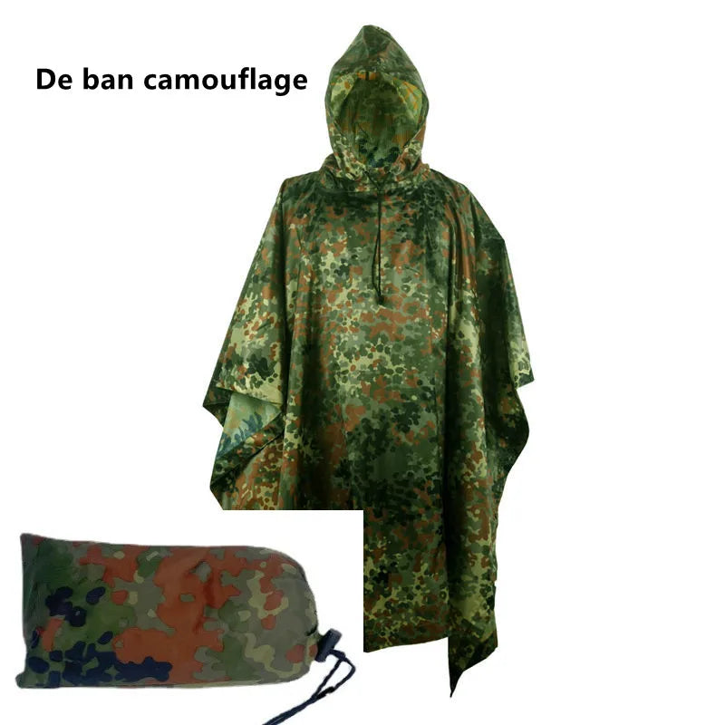 Outdoor Breathable Camouflage Poncho Jungle Tactical Raincoat Birdwatching Hiking Hunting Ghillie Suit Travel Rain Gear