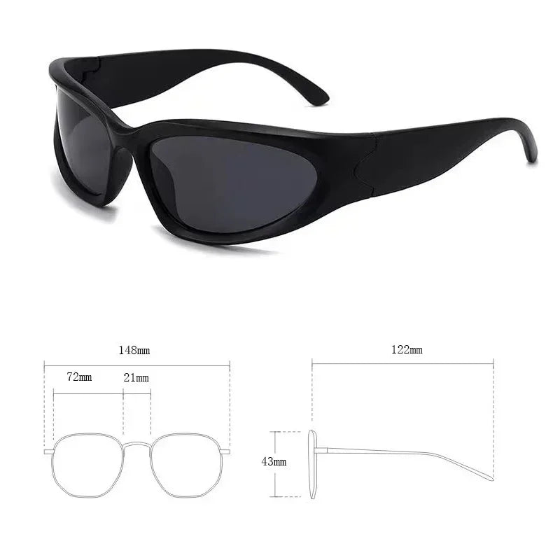 Y2k Eyeglasses Classic Punk Wrap Around Vintage Sunglasses Women Men Luxury Sun Glasses Fashion Sport Eyewear UV400 Goggles