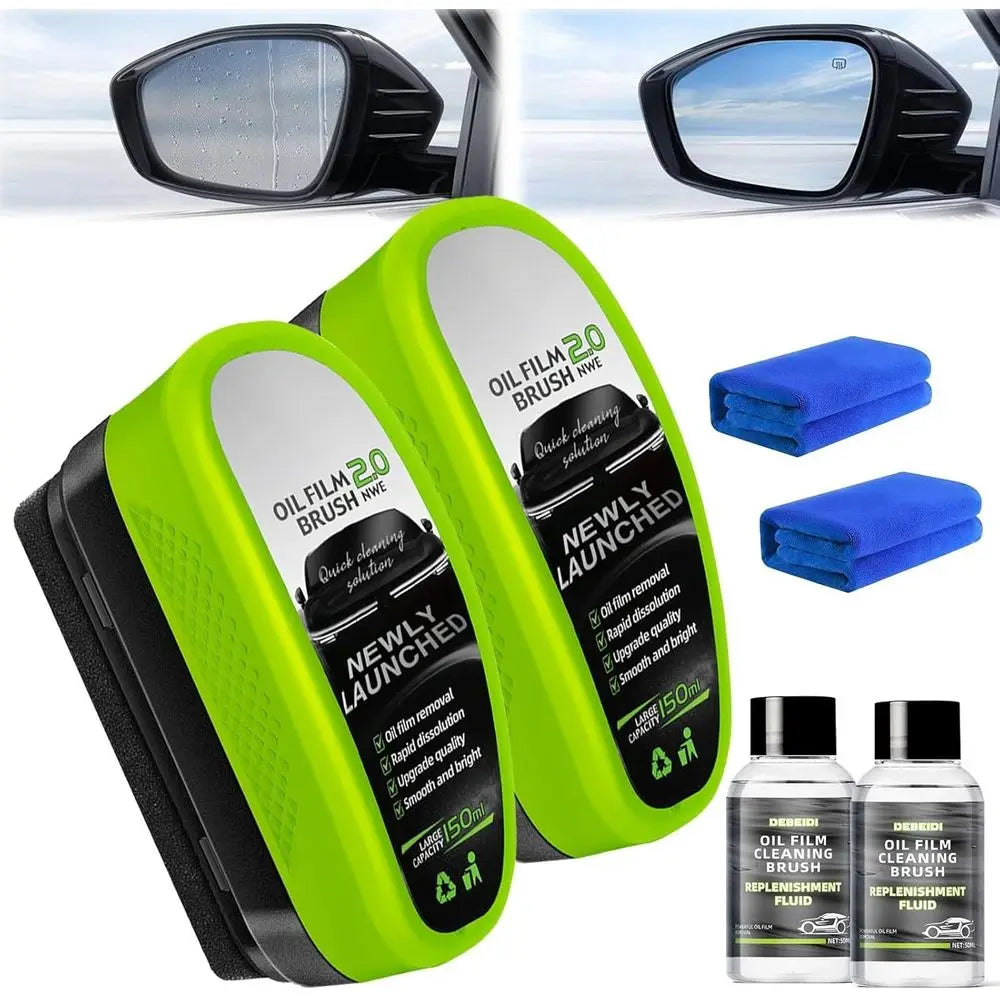 Automotive Oil ilm Cleaning Brush or Car Windows, Glass Oil ilm Remover or Car,2026 Upgrade 2.0 Cleaning Doard, 150ml Unil clear