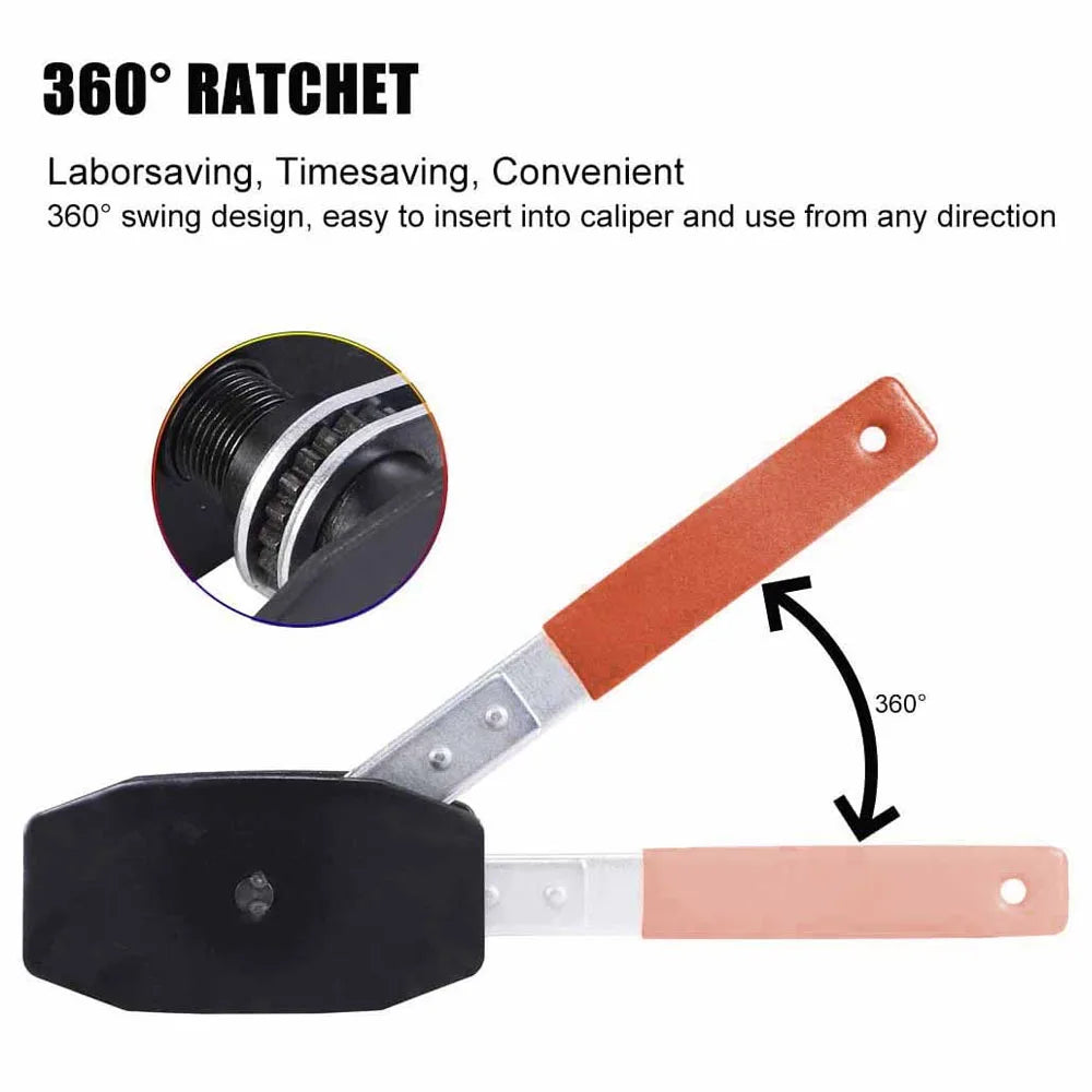 Car Ratchet Brake Caliper Press Compression Tool Swing Ratchet Expander Wrench Press Twin Quad Separator Pad Disc Repair Kits