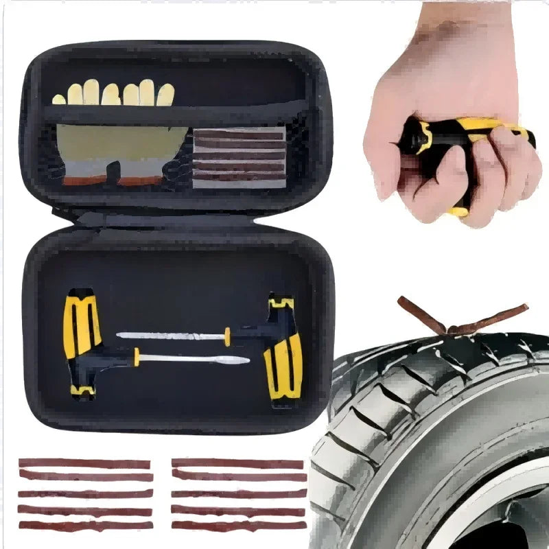 Automotive Emergency Rescue Kit Tyre Repair Kit Puncture Repair Kit, Anti-Puncture Kit Motorcycle, Puncture Repair Tool with Bag