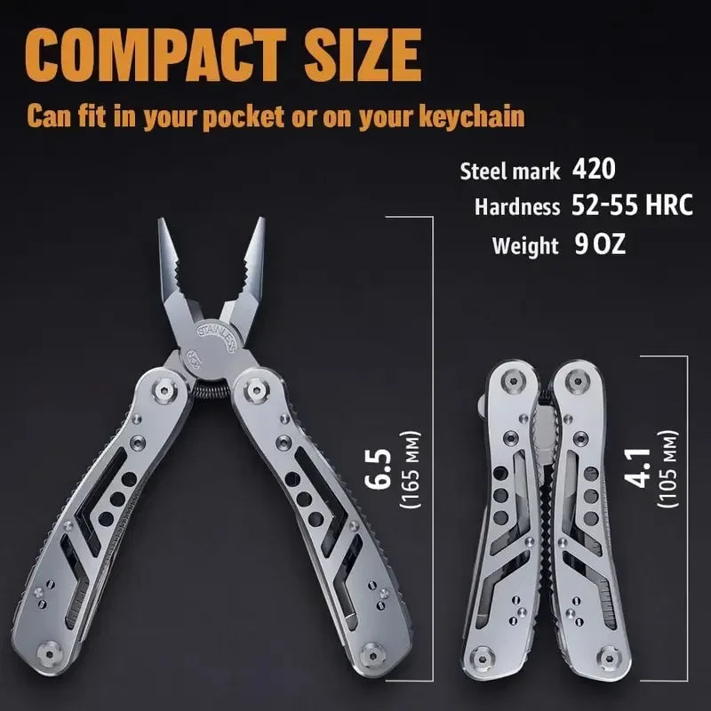 HEE RAK Portable Pocket Multitool 420 Stainless Steel Pliers Knife Screwdriver for Outdoor Survival Camping Hunting and Hiking