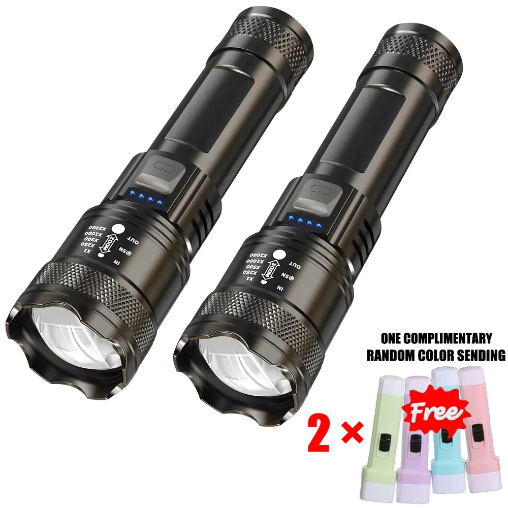 Super Bright LED Flashlight USB Rechargeable Torch Telescopic Zoom Light Outdoor Emergency Camping Fishing Waterproof Lantern
