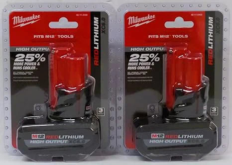 Original Milwaukee 48-11-2450 M12-12V Lithium-ion High Output 6Ah Battery 2-Pack Cordless Power Tool