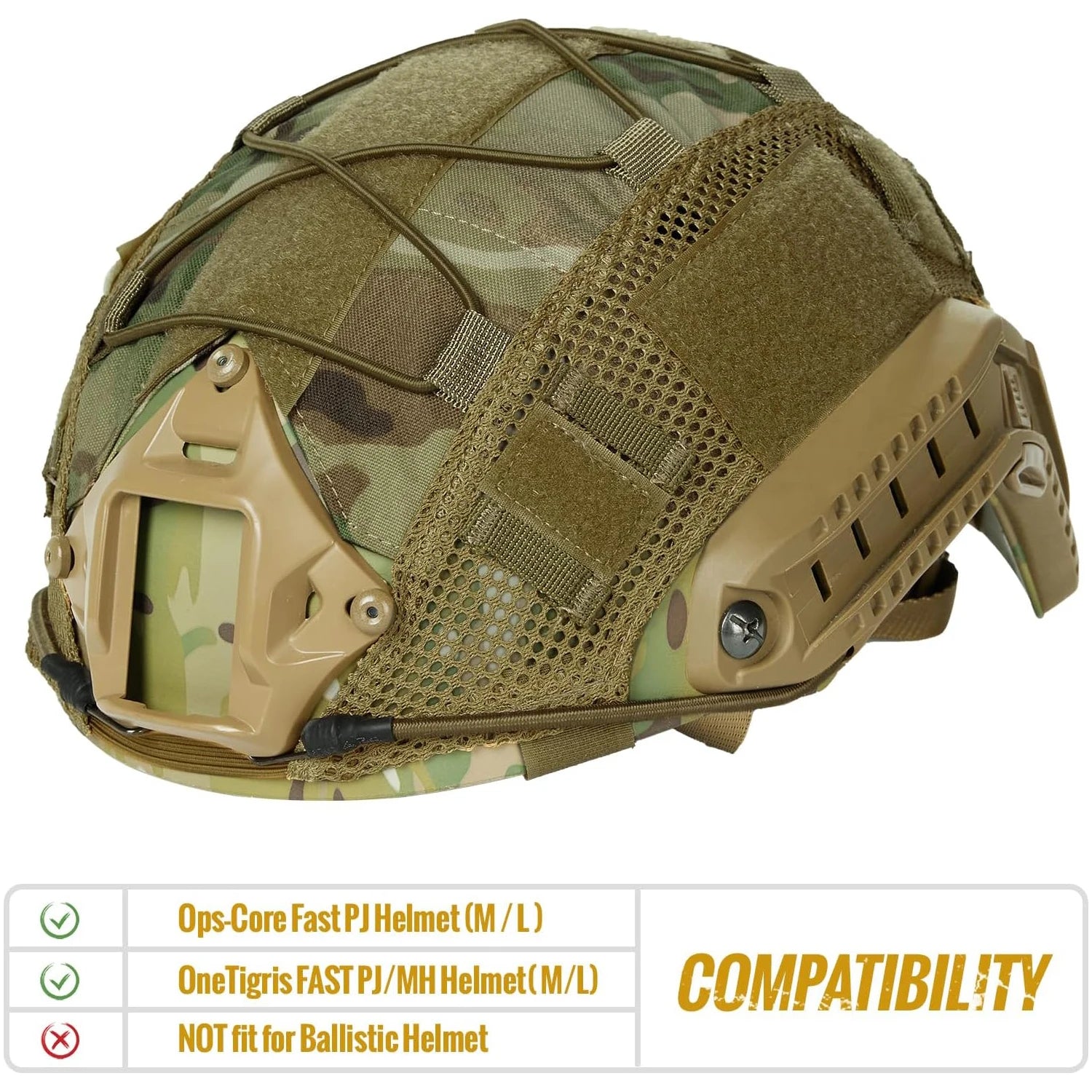 BOOIU Tactical Helmet Cover for Fast Helmet Multi-Camo Helmet Cover   Military Paintball Hunting Shooting Gear - Without Helmet