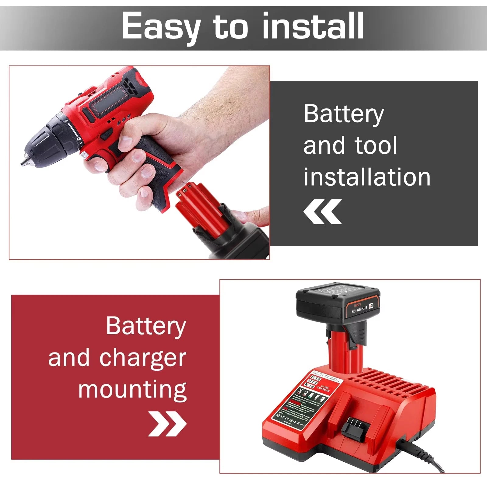 KUNLUN For Milwaukee 12V Tool Battery For Milwaukee M12 6500mAh Lithium Battery Impact Wrench Drill Power Tools Battery