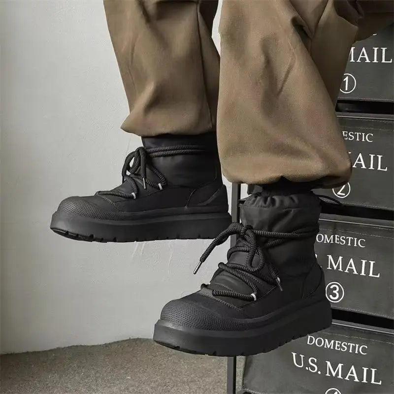 Designer New Men's Snow Boots Winter High Top Ankle Boots Outdoor Non-slip Waterproof Casual Cotton Shoes Plush Warm Work Boots
