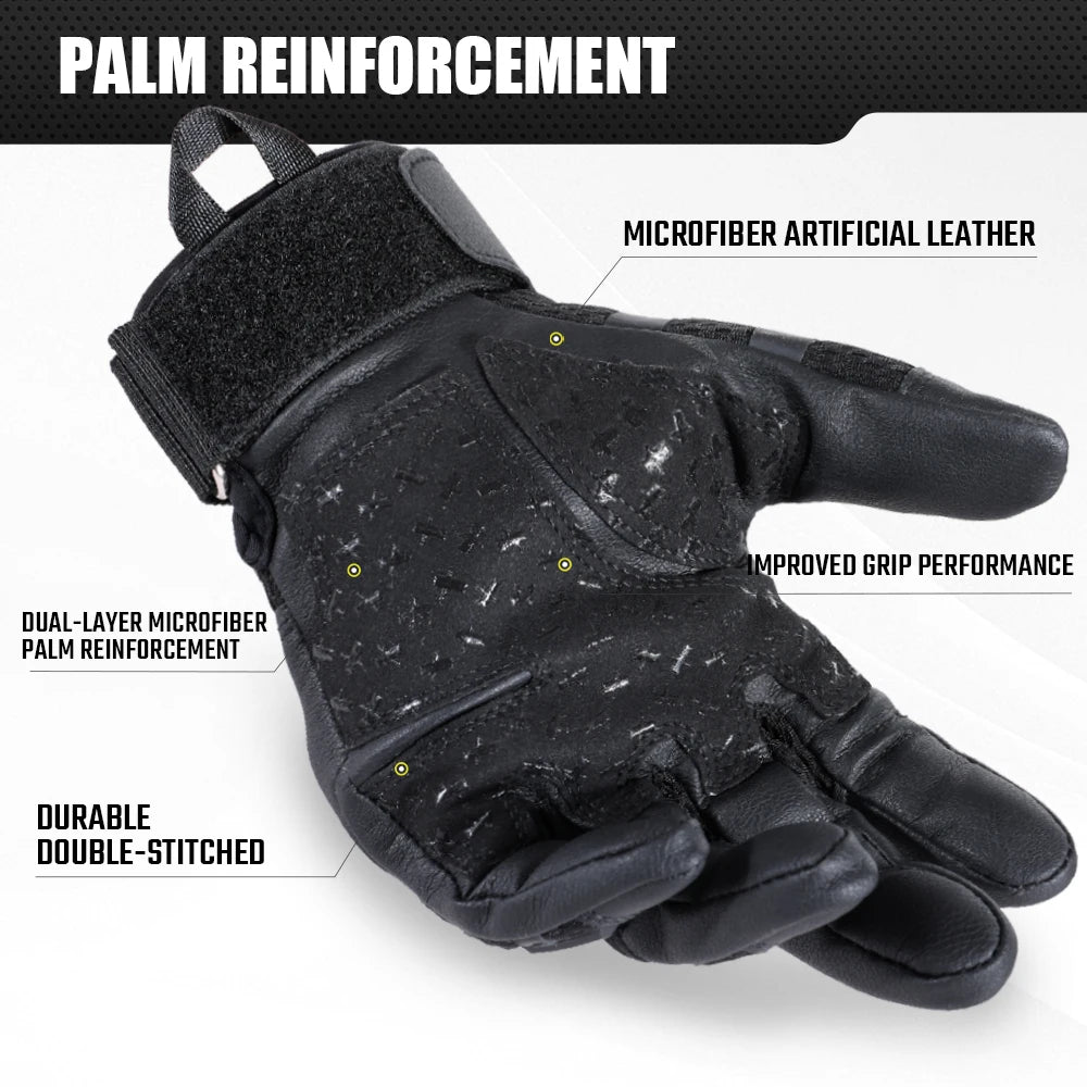 Touch Screen Cycling Gloves PU Leather Outdoor Sports Bicycle Hiking Camping Hunting Combat Motorcycle Non-slip Protective Gear