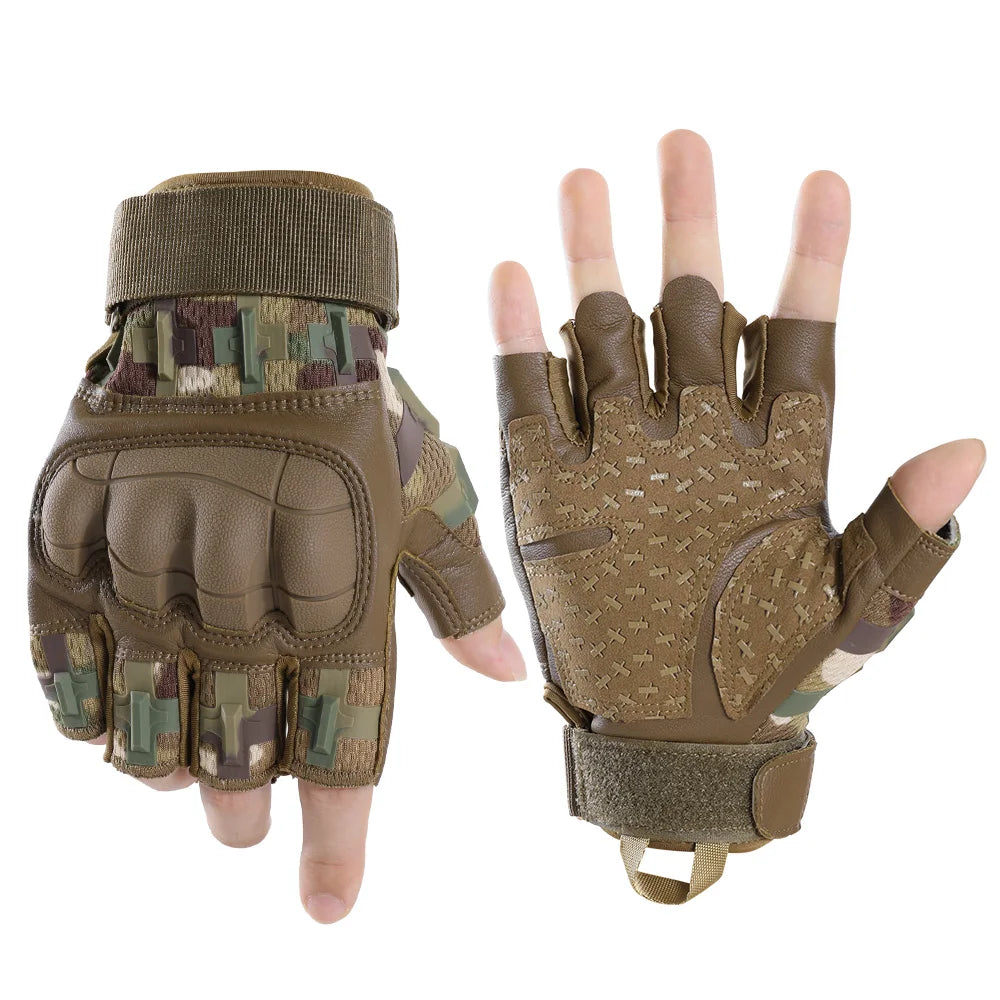 Outooor Tactical Fingerless Gloves Hard Shell Sports Paintball Airsoft Hunting Combat Riding Hiking Cycling Anti-skid Gear Men