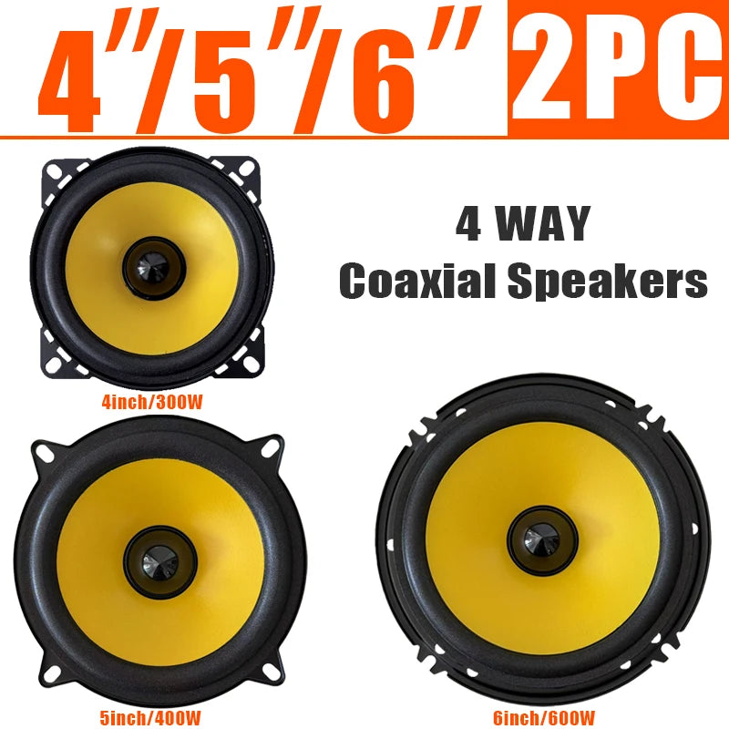 2PCS 4/5/6 Inch Car Coaxial Speakers HiFi Car Door Subwoofer Universal Automotive Audio Music Full Range Truck Stereo Speaker