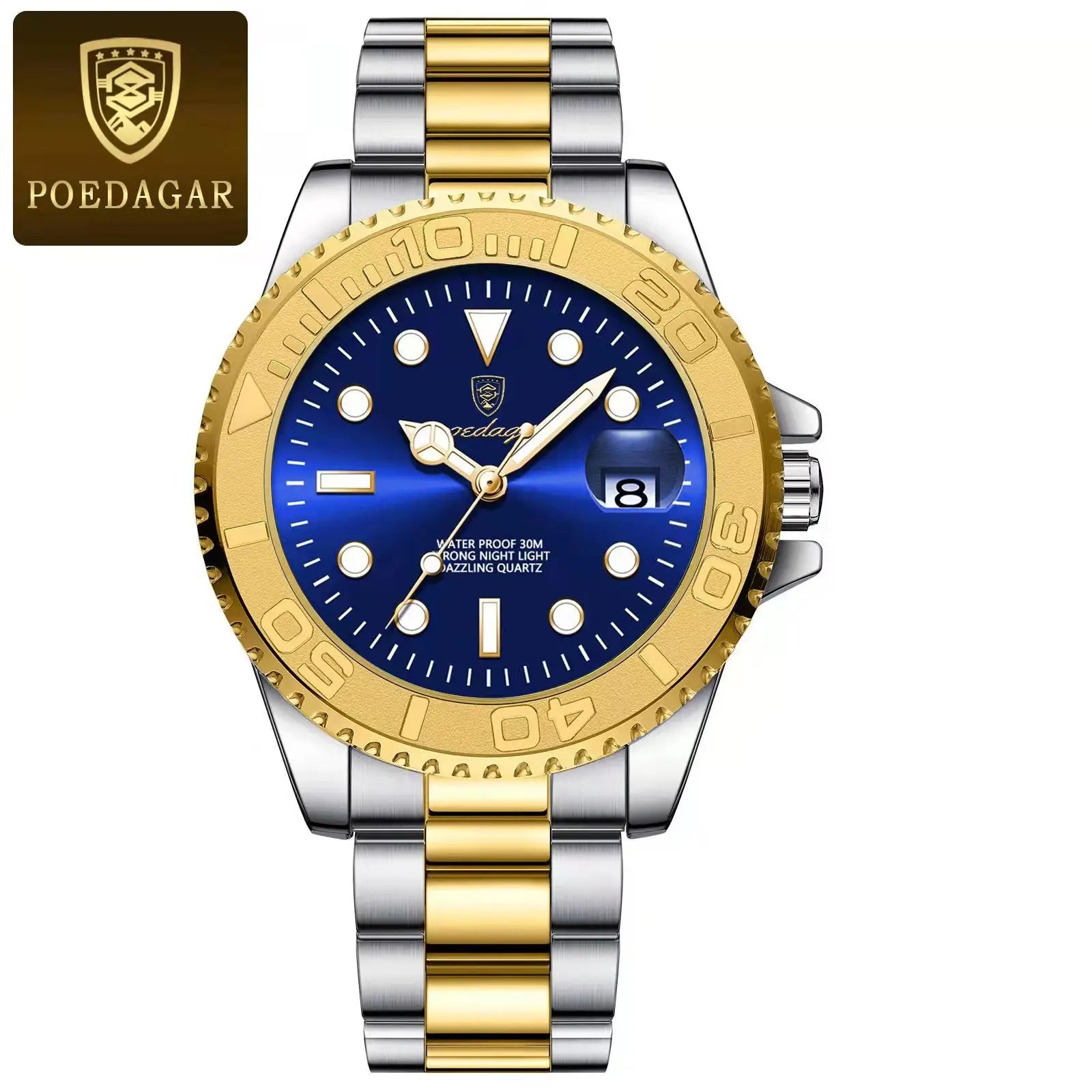 POEDAGAR Top Luxury Male Watch Waterproof Luminous Date Men Watch Stainless Steel Male Clock Sport Fashion Men's Quartz Watches