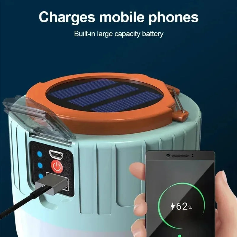 1-2Pcs Solar Camping Light IPX5 Waterproof Outdoor Light Remote Control Power Bank LED Tent Lamp Portable Durable Camping Gear