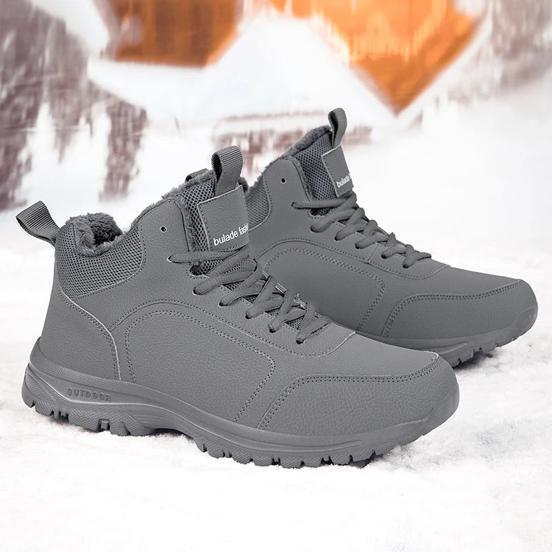 Winter Men's Boots Warm Plush Men's Snow Boots High Quality Winter Non-Slip Sneakers Outdoor Men's Hiking Ankle Boots Work Shoes
