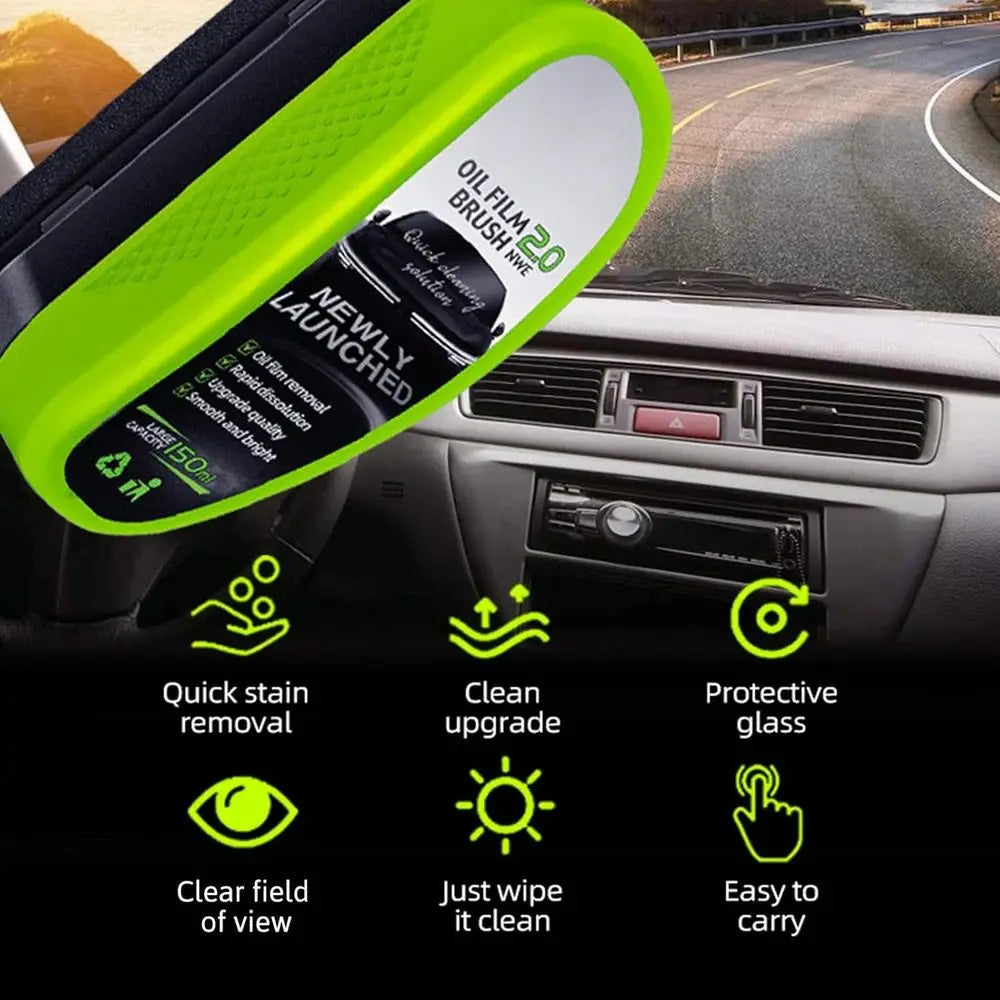 Automotive Oil ilm Cleaning Brush or Car Windows, Glass Oil ilm Remover or Car,2026 Upgrade 2.0 Cleaning Doard, 150ml Unil clear