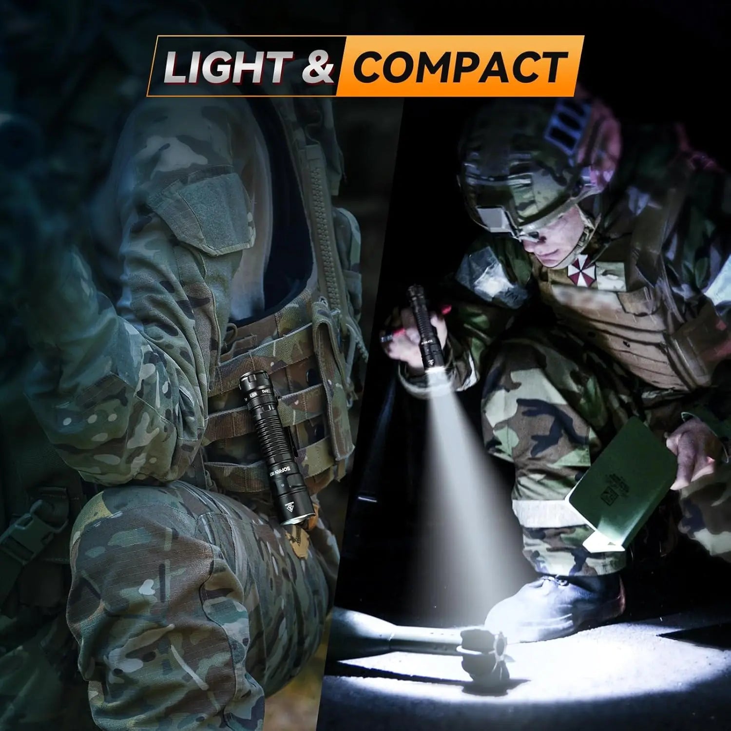 Tactical Long Throw Flashlight, 1571ft Beam, USB-C Rechargeable, IP68 Waterproof, Rotary Switch for Emergency Rescue