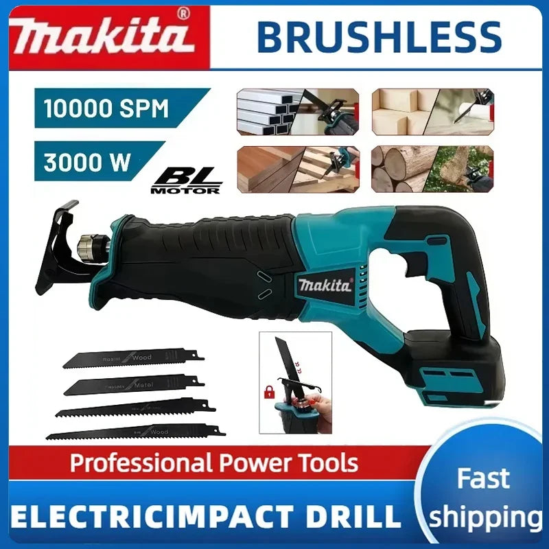 Makita Portable Cordless Power Tools Brushless Reciprocating Saw Reciprocating Saw With 4pcs Saw Blades For 20V18V Battery