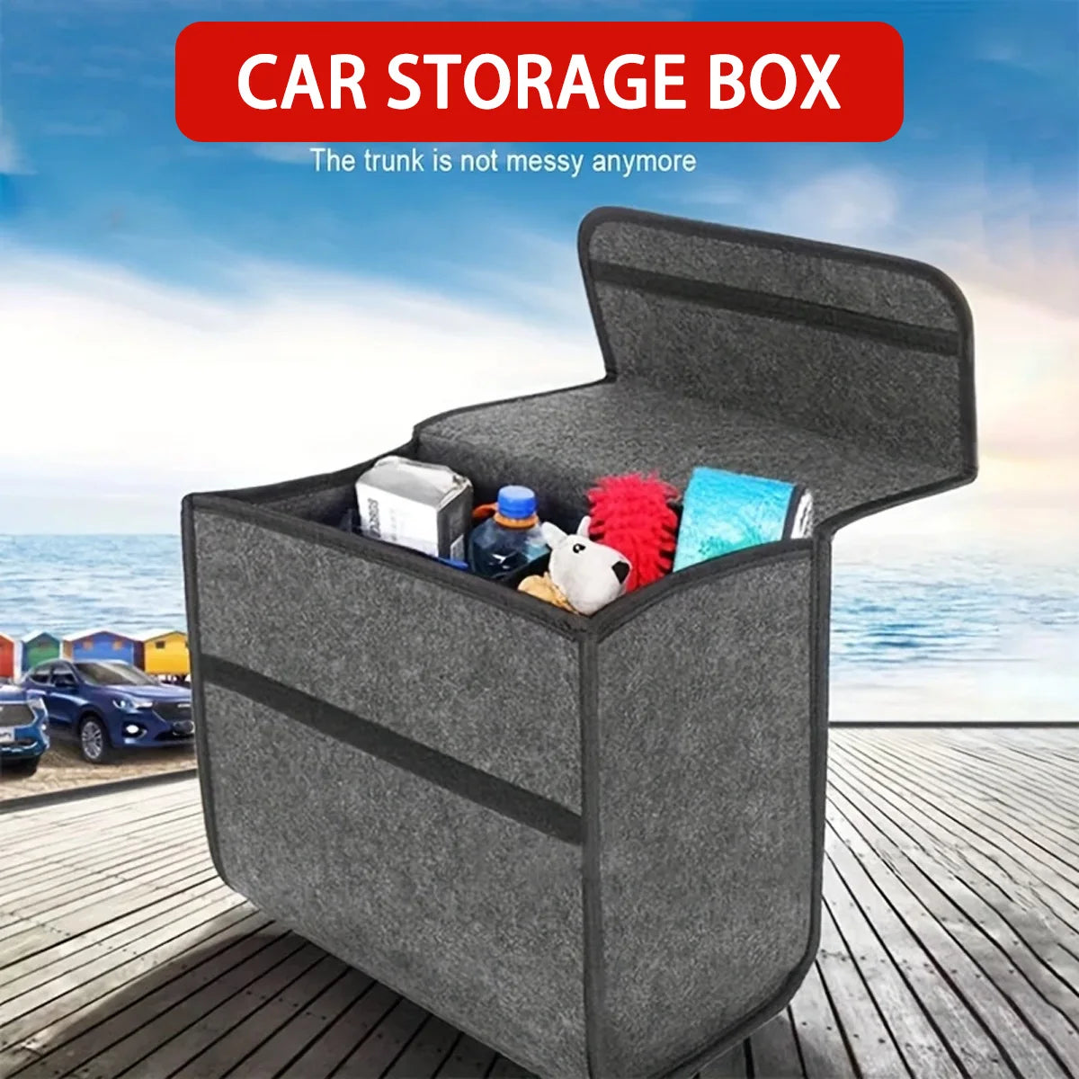 PINMOAP Large Capacity Storage Bag Foldable Car Felt Box Car Trunk Storage Bag Thickened Material Handbag Automotive Supplies