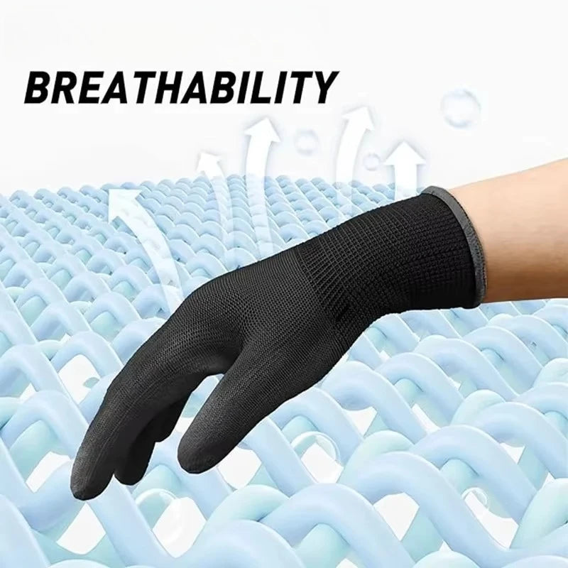 6/12/18PCS Black PU Coating Gloves Anti-Slip Multi-scenario Nylon PU Gloves Durable Gardening Machinery Automotive Repair