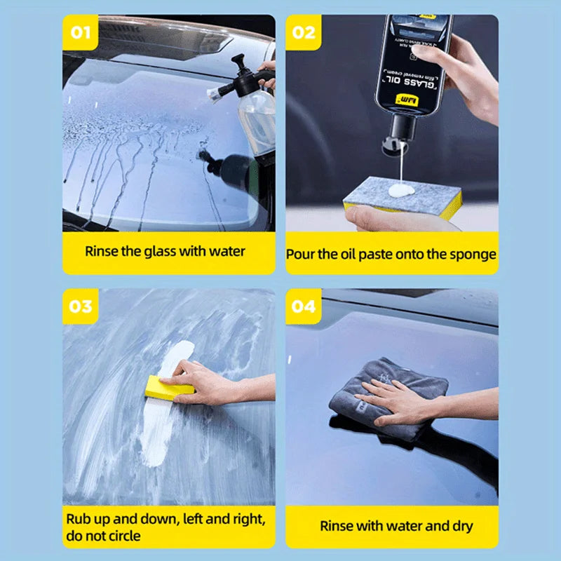 Car glass Oil removal kit - remove water stains, oil film, suitable for automotive and household glass