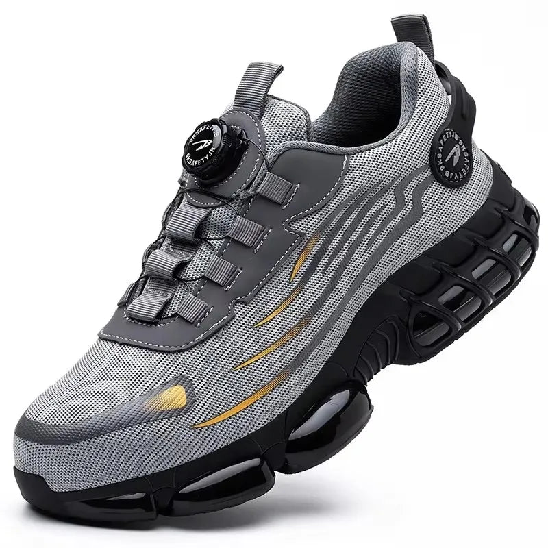 New Rotating Button Work Sneakers Safety Shoes Men Steel Toe Shoes Work Protective Men Boots Indestructible Shoes Puncture-Proof