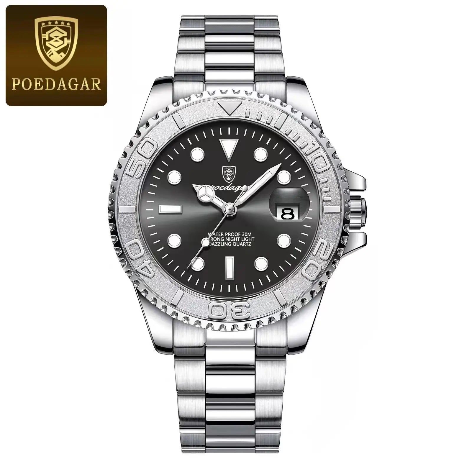 POEDAGAR Top Luxury Male Watch Waterproof Luminous Date Men Watch Stainless Steel Male Clock Sport Fashion Men's Quartz Watches