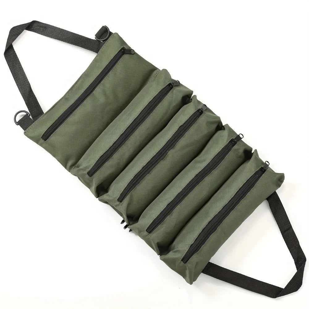 Heavy-Duty Roll-Up Tool Bag - Oxford Fabric Multi-Tool Organizer All-in-One Garage Storage for Mechanics/Electricians/Carpenters